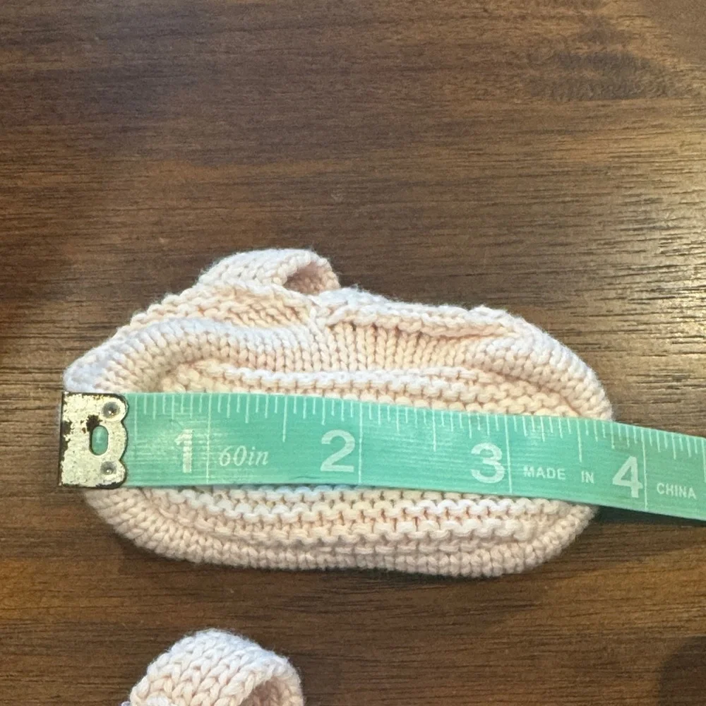 Baby Shoes — Pink Cotton Knit / Crochet